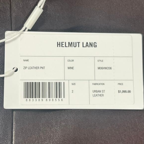 HELMUT LANG Womens Zip Lamb Leather Pants Wine Brown Size 2 (MSRP $1,095) NWT - Picture 13 of 16